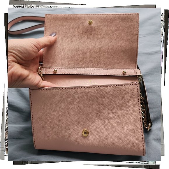 Soft Pink Mini Leather Crossbody Bag / Clutch (Removable Strap) by Kate Spade - Picture 6 of 8